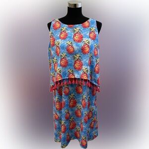 Leoma Lovegroove Women's Festive Pineapple Tassel Luau Dress